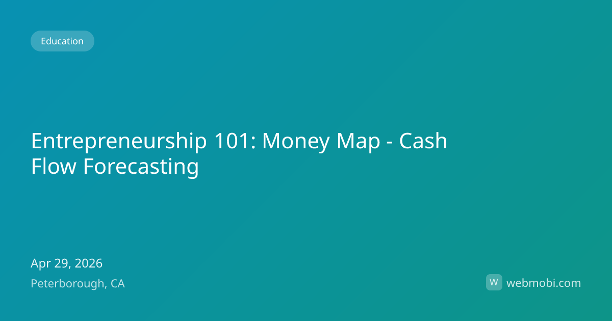 Entrepreneurship 101: Money Map - Cash Flow Forecasting | Apr 2026 ...