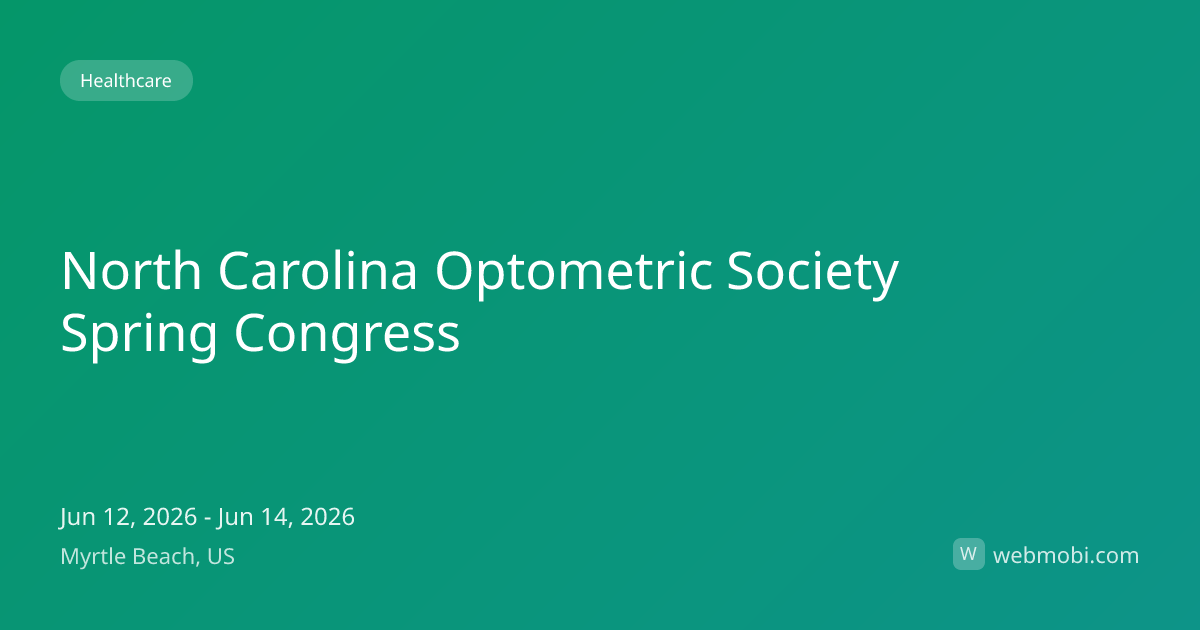 North Carolina Optometric Society Spring Congress | Jun 2026 | Myrtle ...