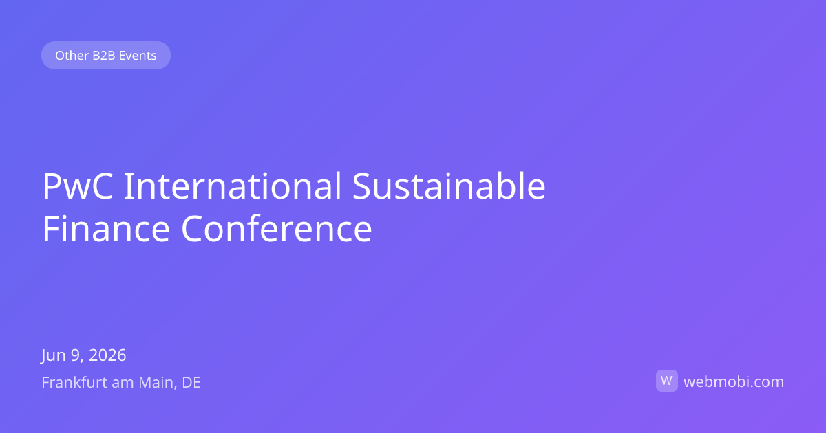PwC International Sustainable Finance Conference | Jun 2026 | Frankfurt ...